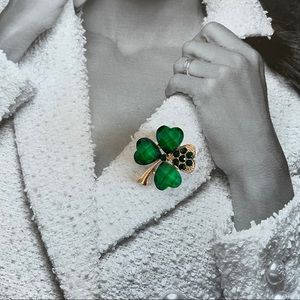 Green Four-Leaf Clovers Brooches Lapel Pins